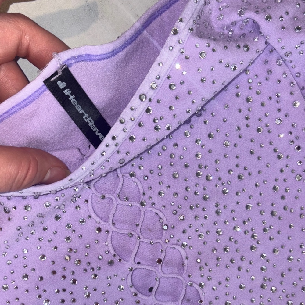 #23 Lavender Long Sleeve Bodysuit with Rhinestones - Picture 2 of 6